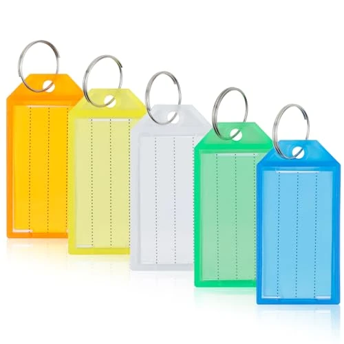 Offre limitée : Romon Porte Clés, 20 Pièces Porte Clef Plastique avec Étiquettes en Papier Vierge Couvercles Transparents et Anneaux Fendus Identificateurs Robustes, Porte Cle Assorties ID Eiquettes, 5 couleurs de 6.99 € à 6.49 € (7% de remise)