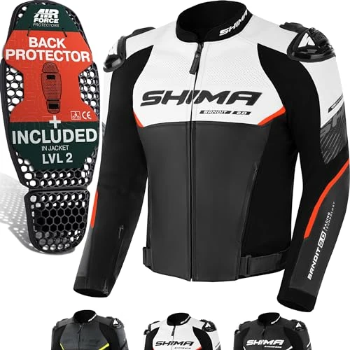 Limited-time offer: SHIMA BANDIT Motorbike Jackets for Men AIRFORCE Back Protector Armour Riding Leather Motorcycle Jacket Summer Sport Bikers Ventilated Motorbike Suit Armoured Bike Motorcycles (Mens, Red, 46) from 305.78 £ to 241.30 £ (save 21.09%)