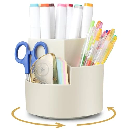 Limited-time offer: AiQInu Rotating Pen Holder, 360° Rotating Pen Holder, Desk Organiser with 3 Compartments, Large Capacity, for Office Storage & Organisation, Make-Up, Crafts from 10.17 £ to 10.17 £ (save 0.00%)