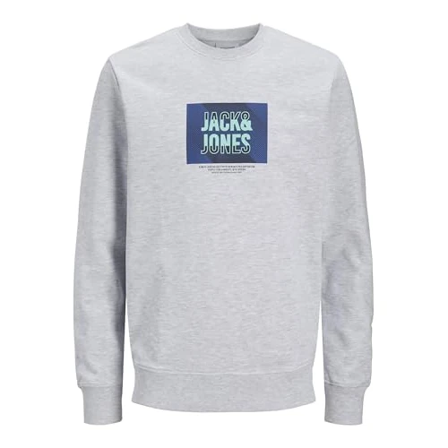 JACK & JONES Jjhudson Sweat Crew Neck, Melange Bianco, S Uomo