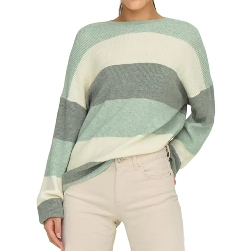 Oferta limitada: ONLY Damen Pullover de Punto Cuello Redondo Manga Larga Hombro Caído Puños de Manga Acanalados, Color:Verde, Talla:L de 32.99 EUR a 28.04 EUR (ahorro 15%)