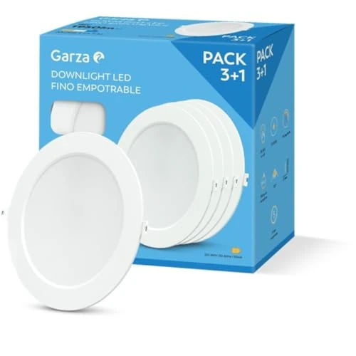 Oferta limitowana: Garza - Zestaw 3+1 LED typu downlights 18 W, 6500 K (zimne światło), Ø220 x 29 mm, 120°, biała płaska lampa sufitowa do łazienki, salonu, kuchni z 64.05 zł na 64.05 zł (oszczędź 0.00%)