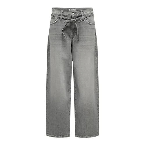 Offerta a tempo: ONLY ONLGIANNA Jeans a Vita Media con Taglio a Palloncino, Denim Grigio Medio, 31W x 34L - 60% da 49.99 € a 20.15 €