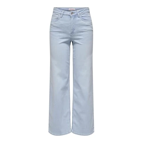 Limited-time offer: ONLY ONLMADISON Wide Leg Jeans High Waist Wide Leg Fit Jeans, Light Blue Bleached Denim, S / 32L from 42.00 GBP to 37.07 GBP (save 12%)