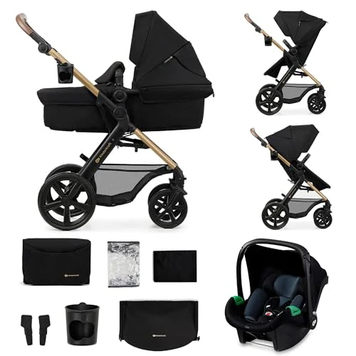 Oferta limitada: Kinderkraft MOOV 2, carrito 3 en 1 con capazo y silla de paseo 2 en 1, ruedas grandes antipinchazos, Travel System con silla de coche, hasta 22 kg, Negro de 299.90 EUR a 227.05 EUR (ahorro 24%)