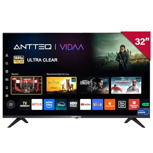 Offerta a tempo: Antteq L32 2K FHD VIDAA Smart TV 32 Pollici Sottocosto HDR10,Wi-Fi Triple Tuner DVB-T2/S2/C, App Store, DAZN, Netflix, Prime Video, YouTube [Classe di efficienza energetica F] - 0.00% da 139.99 € a 139.99 €