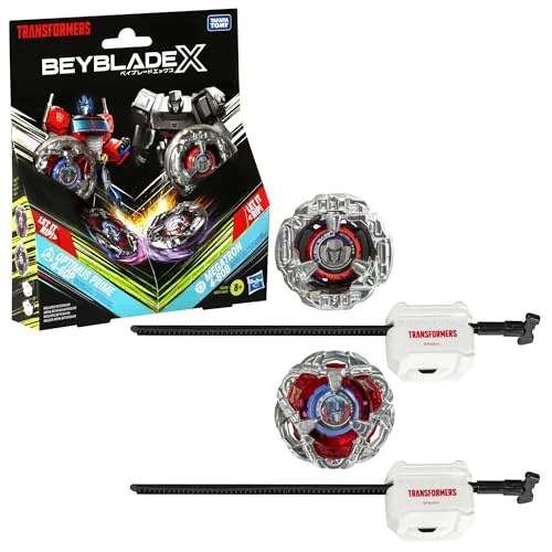 Beyblade X Transformers Collab Multipack, Optimus Prime 4-60P vs. Megatron 4-80B, Spinning Tops & Launchers Toys for 8+ Year Old Kids, Epic Autobots vs. Decepticons Battle