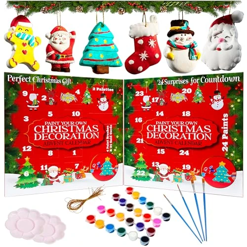 Offerta a tempo: KreativeKraft Calendario Avvento DIY 2025 Countdown Natale Calendari Avvento Fai da Te Dipingi le Tue Decorazioni Natalizie 24 Giorni di Vernice - 14% da 27.99 € a 23.99 €