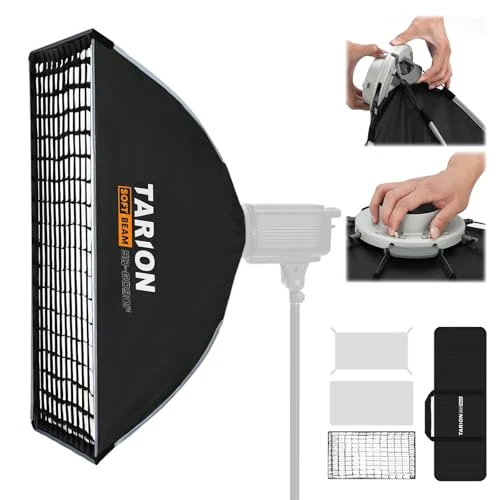 Offerta a tempo: TARION Softbox Fotografico Bowens Pieghevole: Rettangolare Soft Box Sgancio Rapido Portatile con Griglia a Nido per Studio Flash a Slitta Diffusori Illuminazione(60x90cm) - 14% da 69.99 € a 59.99 €