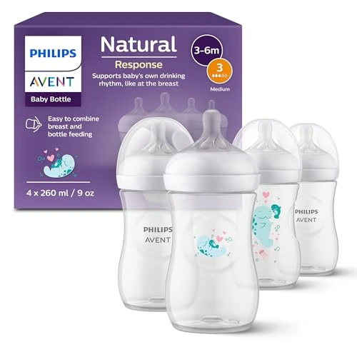 Oferta limitada: Philips Avent Natural Response, set de regalo para bebés: 4 biberones Natural Response de 260 ml con tetinas T3 (para bebés de 1 mes o más), modelo SCY903/61 de 29.99 EUR a 24.99 EUR (ahorro 17%)