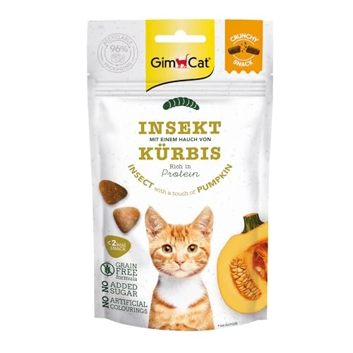Offerta a tempo: GimCat Crunchy Snacks insetto con zucca – Delizioso gatto croccante e ricco di proteine – 1 sacchetto (1 x 50 g) - 16% da 2.37 € a 1.99 €