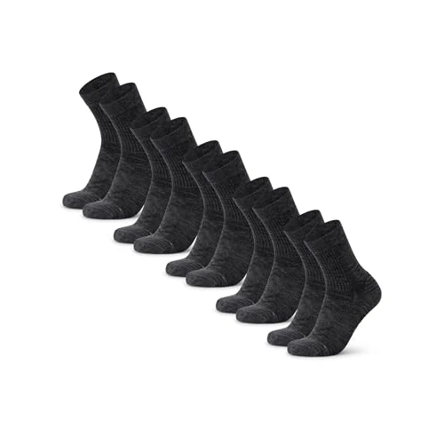 Offerta a tempo: DANISH ENDURANCE Calze Trekking Leggere in Lana Merino, Anti-Vesciche, da Uomo, Donna, Bambino, 5 Paia, Grigio Scuro, 43-47 - 43% da 48.95 € a 27.95 €
