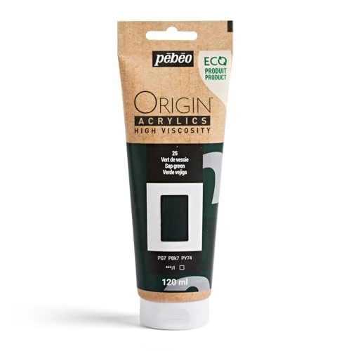 Offerta a tempo: Pebeo - Origin Acrylics 120 ml - Vernice acrilica ecologica - Alta viscosità - Finitura opaca - Legante riciclato al 100% - Materie prime europee al 96% - Verde vescica - 37% da 5.95 € a 3.75 €