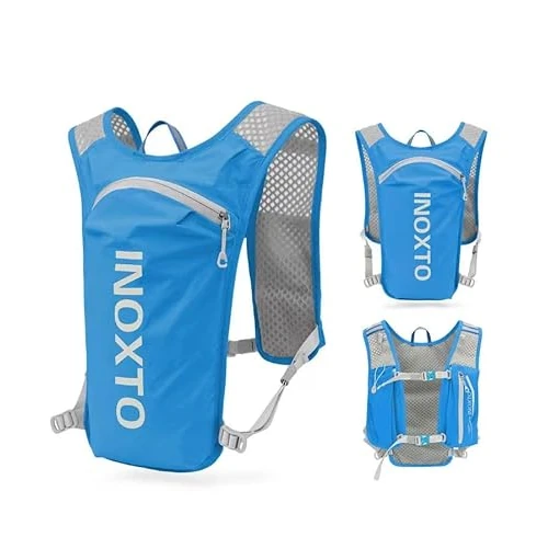INOXTO 5L Running Backpack – Lightweight Hydration Backpack with Reflective Stripes, Breathable Mesh for Outdoor, Marathon, Cycling, Mountaineering, Men Women (Royal Blue)