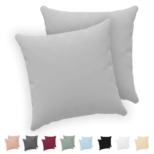 Zeitlich begrenztes Angebot: Twinzen - Kissenbezug 60x60cm - 2er Set - 100% Baumwolle - Grau von 15.01 € auf 15.01 € (0.00% Rabatt)
