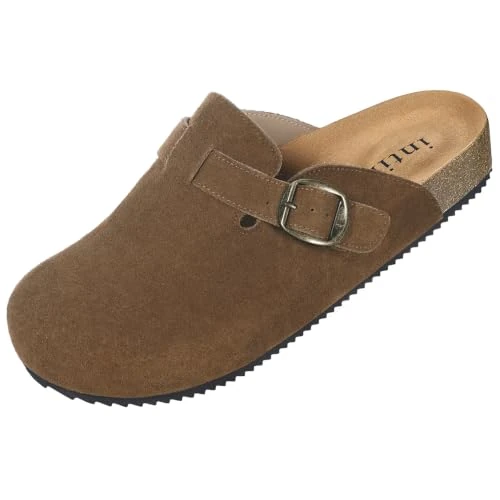 Offerta a tempo: Zoccoli Uomo Pantofola Donna da Chiusura Ciabatte con Comodi Scarpe da Giardino Sandali in Pelle Slip on Morbido Marrone Rosso 39 - 10% da 42.49 € a 38.35 €