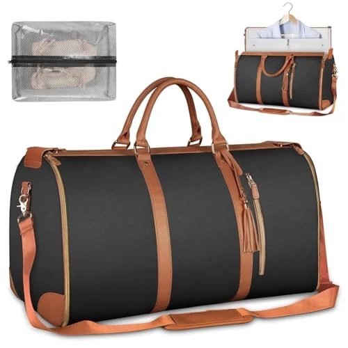 Zinueen Opvouwbare reistas, voor dames en heren, met omvormbare handbagage en waterdichte kledingtas (bruin)