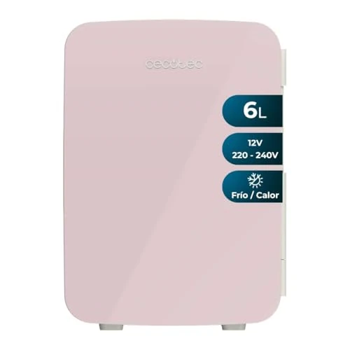 Cecotec Mini Fridge Bolero MiniColing 6L Bahamas Pink Capacity 6 L Operation 12-220 V Suitable for Caravans Hot and Cold Function Adjustable Temperature from 5ºC to 65ºC