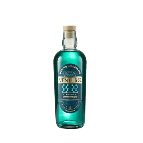 Venturo Aperitivo Mediterraneo Liquore, con Rosmarino, Limone Siciliano, Sale Marino e Camomilla Blu, 15% vol, 70cl