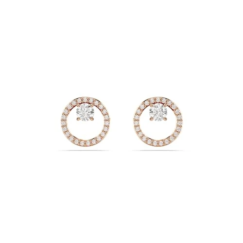 Swarovski Clous d'oreilles Constella, Taille ronde, Blanches, Placage de ton or rosé