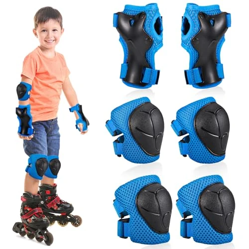 Tijdelijke aanbieding: TranRantic Beschermingsset, 3 in 1 Kinderen Kniebeschermers, Verstelbaar Skate Protectors met Elleboogbeschermers Polsbeschermers, Beschermende Uitrusting voor Kateboarden Rolschaatsen Skeelers van 13.99 € naar 13.99 € (0.00% kortin