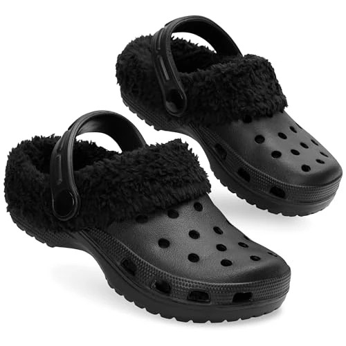 Offerta a tempo: CityComfort Zoccoli Invernali Bambini con Fodera in Pile, Ciabatte Calde con Cinghia Regolabile, Comode Scarpe da Casa (28 EU, Nero) - 0.00% da 7.56 € a 7.56 €