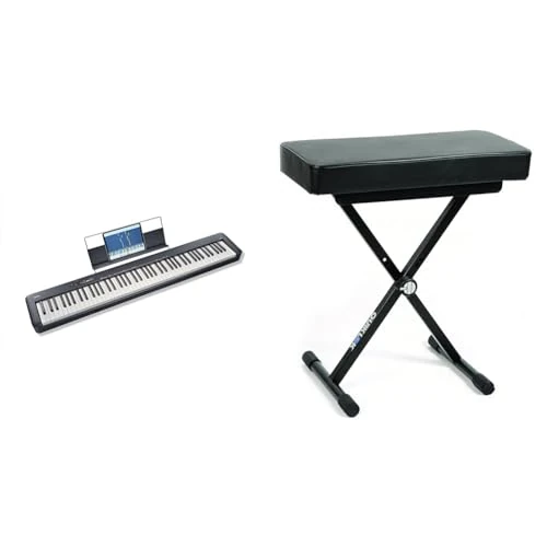 Casio CDP-S110BK Pianoforte digitale con 88 tasti pesati, nero & QUIK LOK - BX/8 Piccola Panca Ideale per Piano o Tastiera con Comodo Cuscino