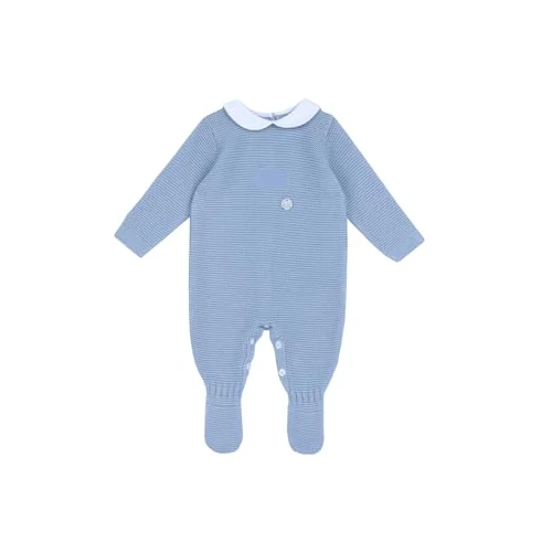 Chicco Cotton Tricot Romper with Pajamas Foot for Children and Babies, Unisex-Children, Light Blue Medium, 0 Month