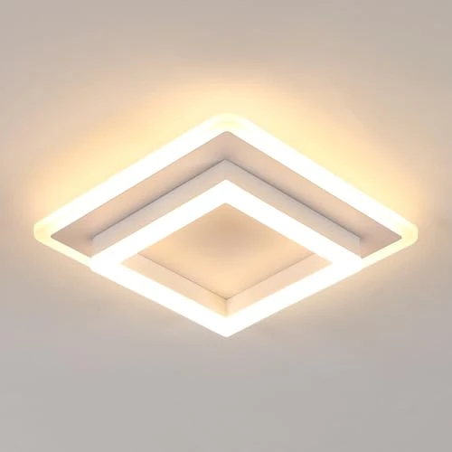 DELIPOP Acrylic Square Ceiling Light, White LED Ceiling Light 30W with Warm Light 3000K for Bedroom, Kitchen, Living Room