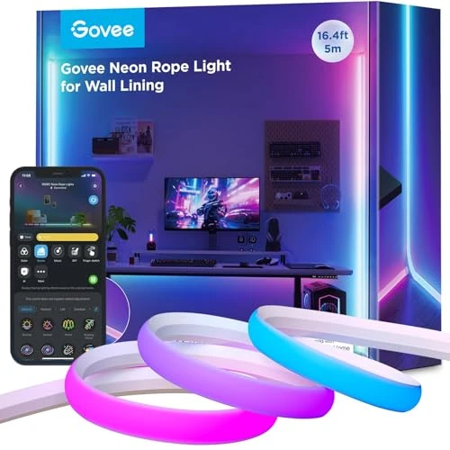 Limited-time offer: Govee RGBIC Neon LED Strip Light for Skirting Board, 5M Neon Rope Light for Wall Lines & Corners, Work with Matter, LED Rope for Living Room, Corridor from 99.49 GBP to 99.49 GBP (save 0%)