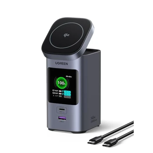 Offerta a tempo: UGREEN Nexode Power Bank 20000mAh 145W, Batteria Portatile Ricarica Wireless Qi2 15W con 2 USB C 1 Type A, Compatibile con iPhone 17 Pro Max Air/16/15/14/13/12, Macbook, Galaxy S24, ecc - 44% da 179.99 € a 99.99 €