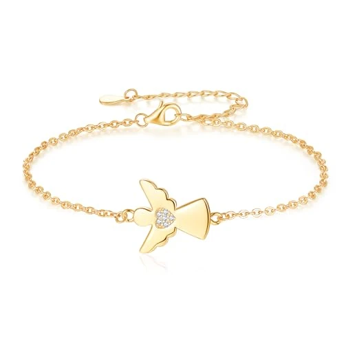 Offerta a tempo: Jrêveinfini Angelo Custode Bracciale Donna Ragazza Bambina Oro Argento 925, Regalo Cresima Comunione Bambina, Personalizzato Bracciale Portafortuna Donna Amicizia Mamma Figlia Sorella Maestra Zia - 23% da 38.99 € a 30.16 €