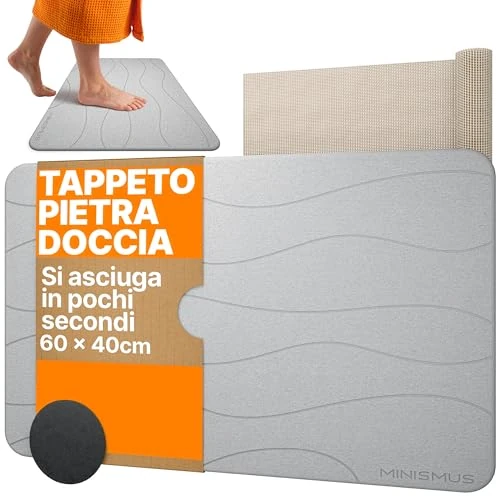Oferta limitada: Minismus Alfombrilla de baño de Piedra Alfombrilla de baño de Piedra de diatomita, Alfombrilla de Piedra para baño, Alfombrilla de Ducha de Secado rápido (Gris Claro 60x40cm) de 34.99 € a 29.99 € (ahorro 14%)