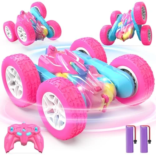 Offre limitee: DEERC RC Voiture Télécommandée 4WD Rose pour Fille, Stunt Jouet 360° Flip Rotatif avec Lumière, Cadeau 3-12 Ans de 25.49 EUR a 22.79 EUR (economie 11%)