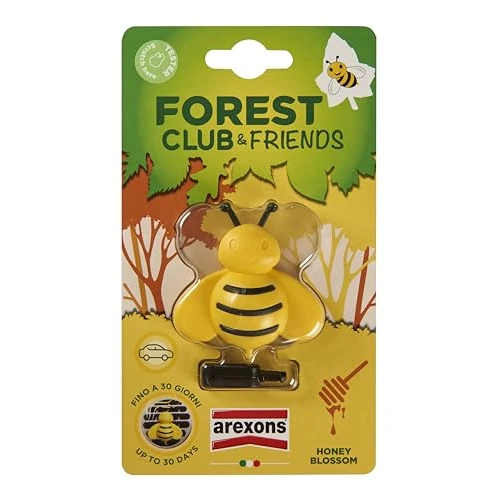 Arexons Forest Club & Friends - Ape, Profumatore Auto da Bocchetta, Durata Fino a 30 Giorni, Fragranza Miele e Vaniglia, Made in Italy