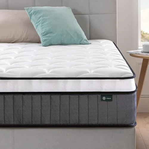 Zinus Matelas lit conventionnel, Mousse à mémoire de Forme, Blanc, Double