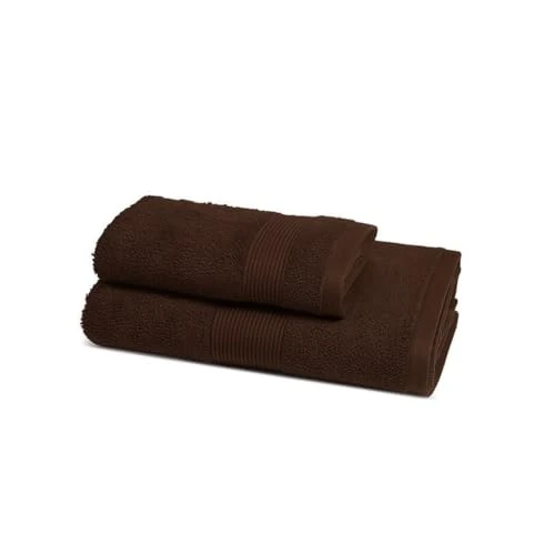 Zucchi Solotuo - Bath Towel and Bidet Set, Cotton Sponge 560 g Pair of Large Bath Towels with Guest (Chocolate)