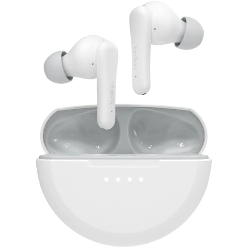 Belkin SoundForm Nano 2 Auriculares Bluetooth para niños con micrófono, 28 Horas de autonomía Total, limitador del Volumen a 85 dB, Resistencia IPX5 al Agua y el Sudor, iPhone, Galaxy y Otros, Blanco