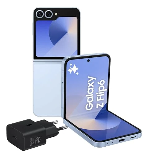 Samsung Galaxy Z Flip6 Smartphone AI pieghevole, Caricatore Incluso, RAM 12GB, 256GB, Dual SIM, Display 3,4" Super AMOLED/6,7" Dynamic AMOLED 2X, Fotocamera 50 MP, Blue [Versione italiana]