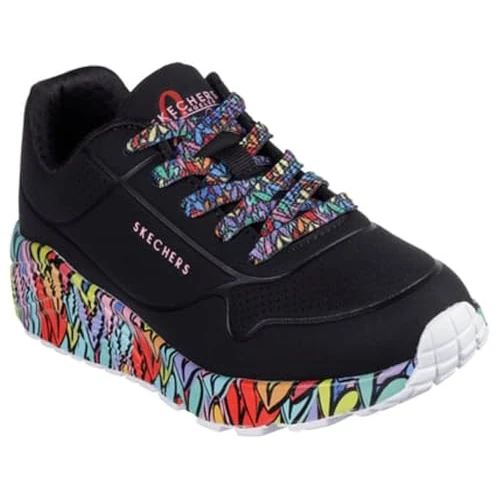 Skechers Girl's Uno Lite Subtle Love Sneaker, Nero, 5.5 UK Child