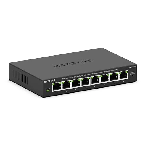 Offre limitée : NETGEAR (GS308EV4) Switch Ethernet 8 Ports RJ45 Métal Gigabit(10/100/1000),Switch RJ45 Web Manageable Serie Plus, Plug-and-Play, Silencieux sans Ventilateur , positionnement sur Un Bureau ou au Mur de 29.56 EUR à 27.49 EUR (remise 7%)