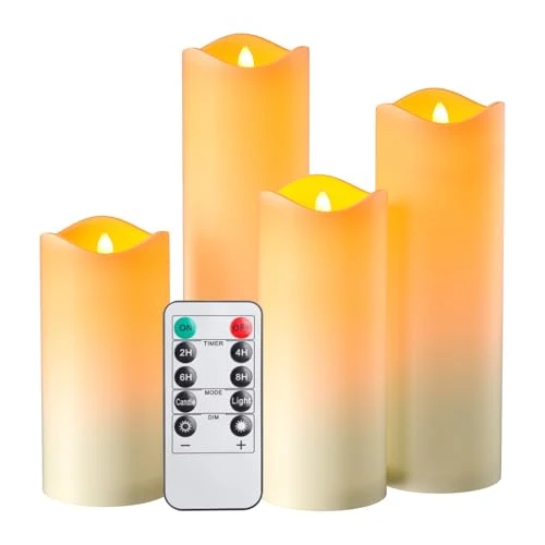 Tijdelijke aanbieding: EXTSUD Waterdichte led-kaarsen met timerfunctie, 4 vlamloze flikkerende led-kaarsen voor buiten, met afstandsbediening en batterij, led-kaars voor tuin, bruiloft, Kerstmis, Halloween, feestdecoratie van 18.30 € naar 18.30 € (0.00% k