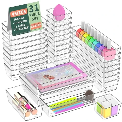 Offerta a tempo: Radikor Organizer per Cassetti 31 Pezzi, Contenitori Cassetti 4 Dimensioni - 30% da 30.00 € a 20.89 €