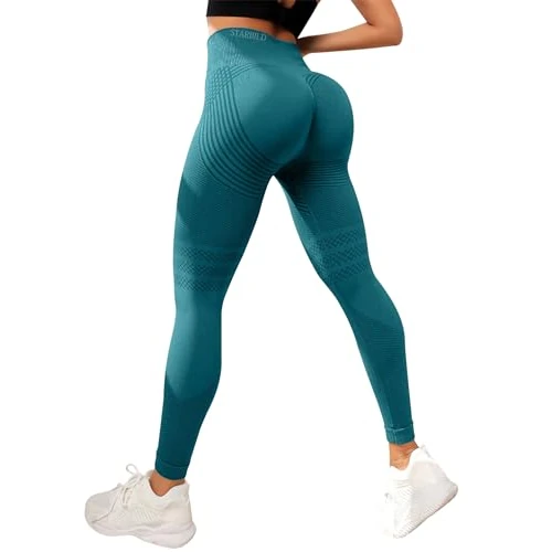 Offerta a tempo: STARBILD Leggins Sportivi Push Up da Donna, Senza Cuciture Pantaloni Yoga Vita Alta, Pantacollant Booty Scrunch per Allenamento Palestra, Sexy Seamless - Verde M - 0.0% da 9.99 € a 9.99 €