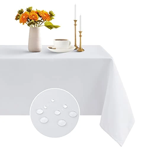 Romanstile Table Cloth White wipe clean,140x240 CM,washable,water resistant Tablecloth,Table Cover for Christmas Kitchen Dining Party Wedding Restaurant New Year Decorations,55x94 inch