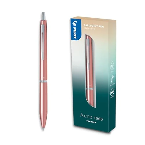 Tijdelijke aanbieding: PILOT - Acro 1000 Premium balpen in roségouden geschenkdoos - Zeer zachte inkt voor ongeëvenaarde schrijfvloeistof - Navulbare en intrekbare balpen - Zwarte inkt - Medium punt van 15.27 EUR naar 15.27 EUR (korting 0%)