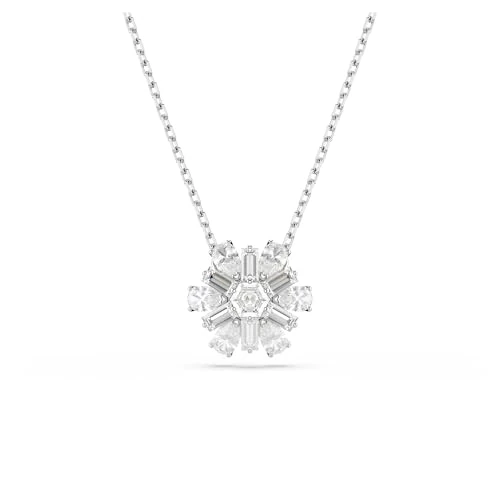 Swarovski Pendente Idyllia, Taglio misto, Fiocco Di Neve, Bianco, Placcato rodio