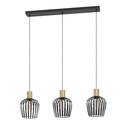Limitiertes Angebot: EGLO Hängelampe Empoli, 3-flammige Pendelleuchte über Esstisch, Esszimmerlampe Retro aus Metall in Schwarz und Messing, Hängeleuchte mit E27 Fassung von 125.88 EUR auf 125.88 EUR (Spare 0%)