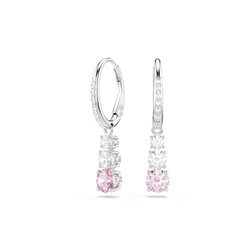 Swarovski Orecchini pendenti Stilla Attract, Taglio Round, Rosa, Placcato rodio