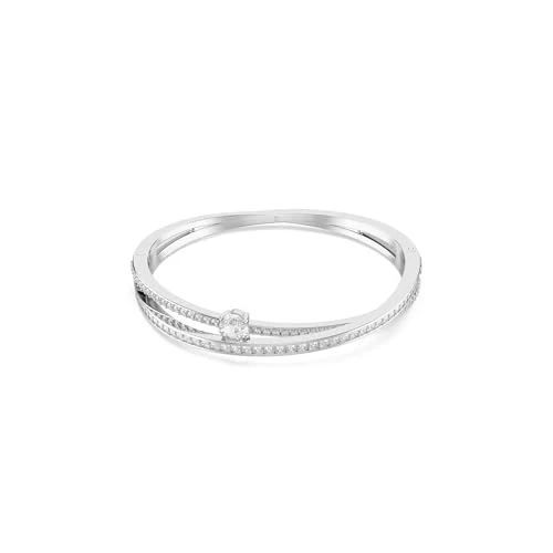 Swarovski Bransoletka typu bangle Hyperbola, Szlify różnorodne, Biała, Powłoka z rodu